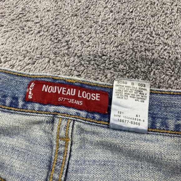 VINTAGE Levis 577 Nouveau Loose Fit Baggy Jeans Womens 16 M Blue Medium Wash - Picture 9 of 16